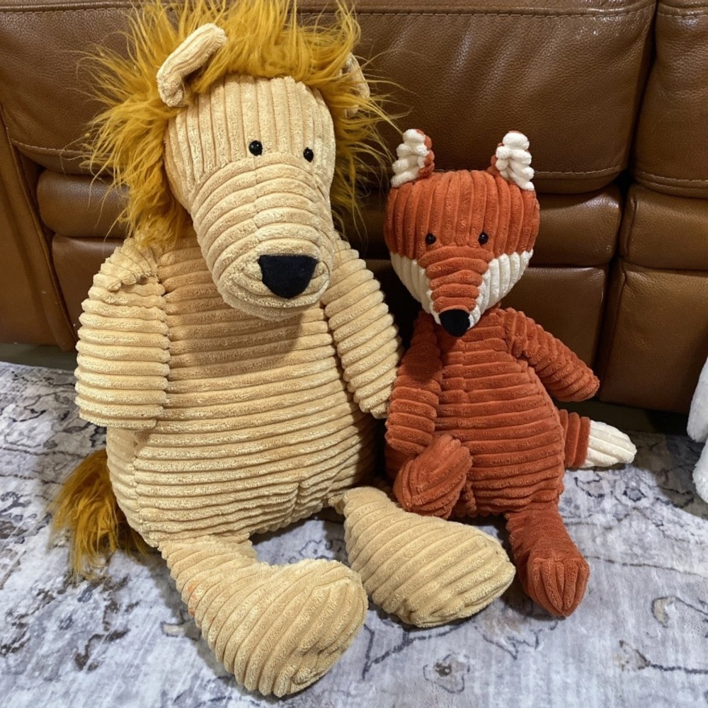 2 x Jellycat Cordy Roy Lot Lion Jumbo Size 25” Retired & Fox 17”